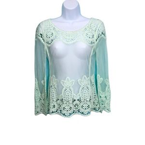 NWT EXPRESS Sheer Embroidered Top Size XS